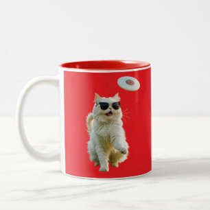 White Persian Disc Golf Two-Tone Coffee Mug
