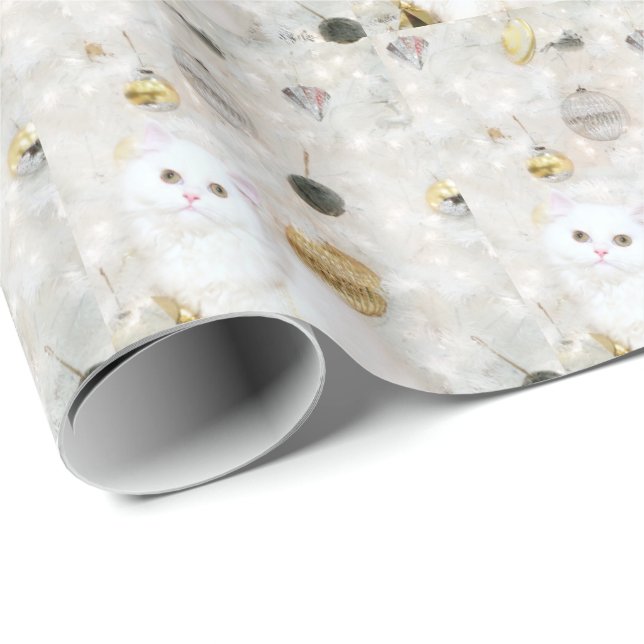 White persian kitty Christmas Wrapping Paper (Roll Corner)