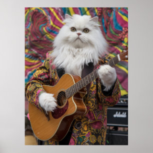 White Persian Rocker Poster