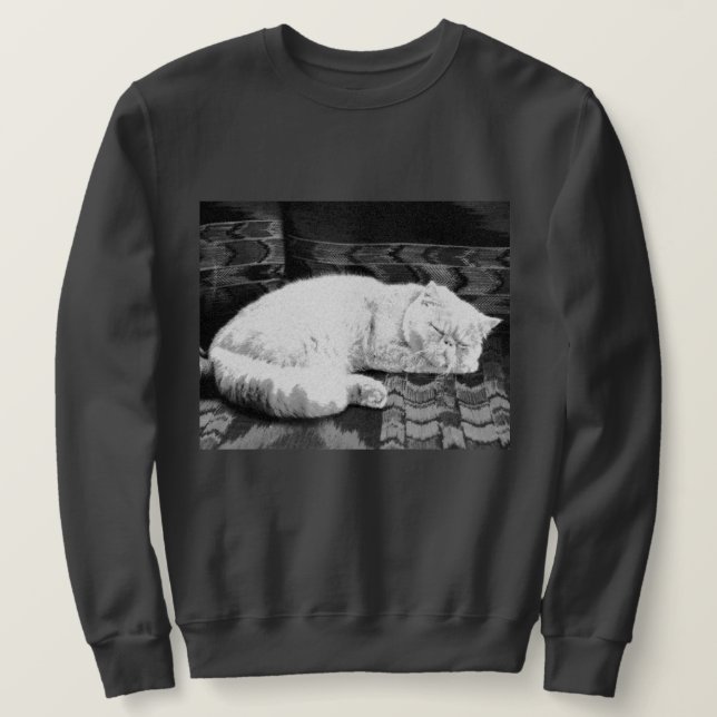 White Persian Sleeping Cat Sweatshirt (Design Front)