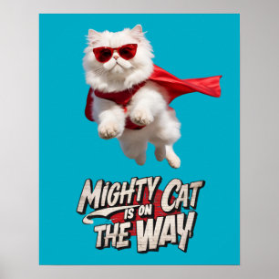 White Persian Superhero Poster