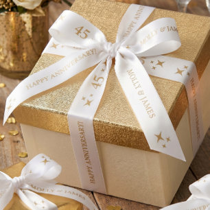 White Personalised Anniversary Gift Satin Ribbon