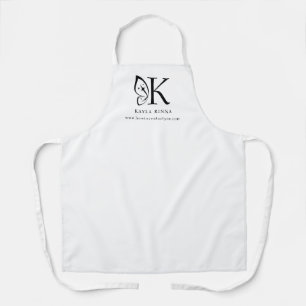 White Personalised Butterfly Wing Initial Monogram Apron