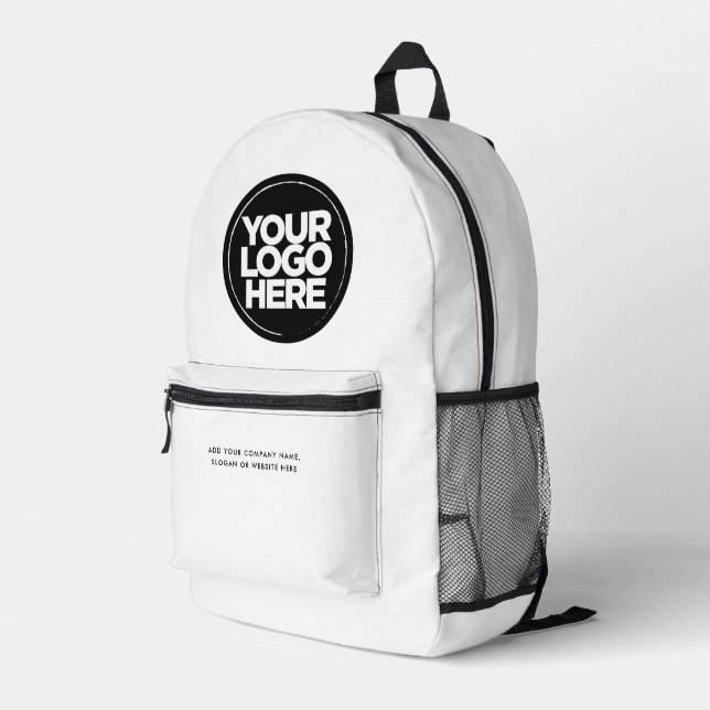 White | Personalised Corporate Logo and Text Printed Backpack (Back Corner Right)