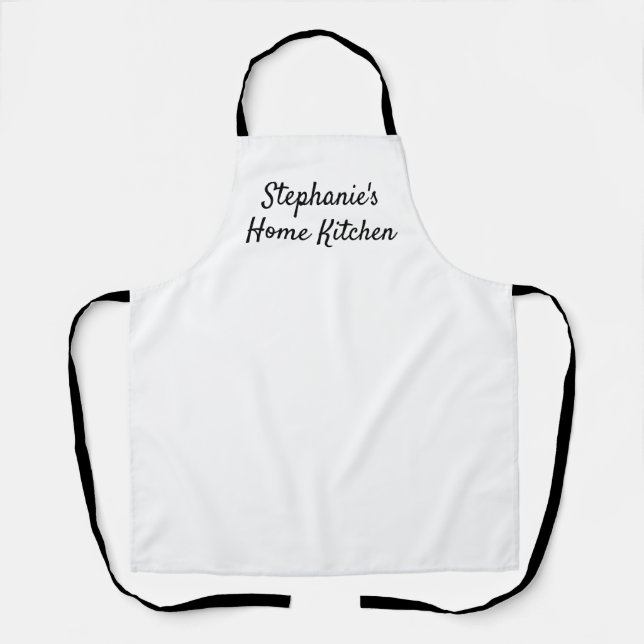 White personalised home kitchen apron (Front)