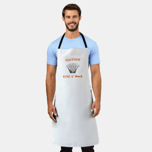 White Personalised King of Bark Funny Apron