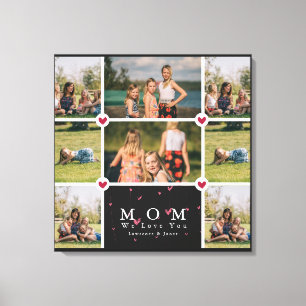 White Personalised Love You Mum 8 Photo collage Canvas Print