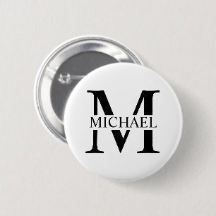 White Personalised Monogram and Name 6 Cm Round Badge