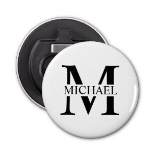 White Personalised Monogram and Name Bottle Opener