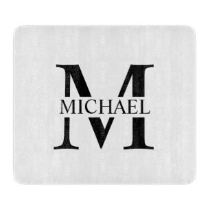 White Personalised Monogram and Name Cutting Board