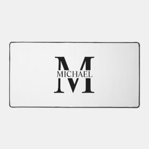 White Personalised Monogram and Name Desk Mat
