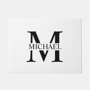 White Personalised Monogram and Name Doormat