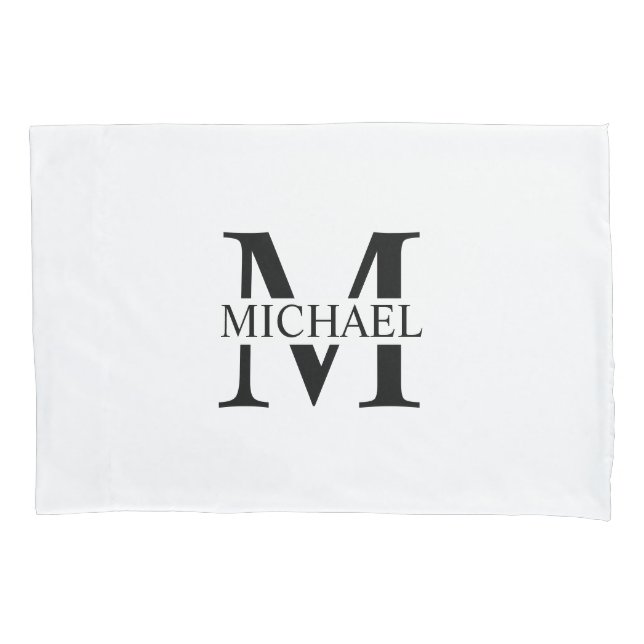 White Personalised Monogram and Name Pillowcase (Front)