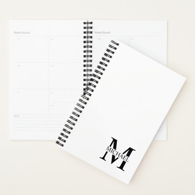 White Personalised Monogram and Name Planner (Display)