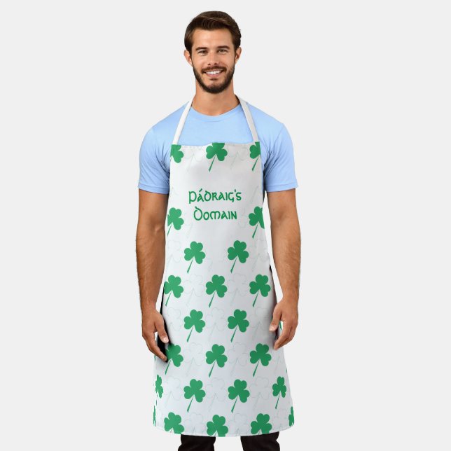 White Personalised  | SHAMROCK Apron (Worn)