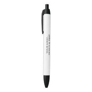White Personalised – Your Logo & Text Here Black Ink Pen