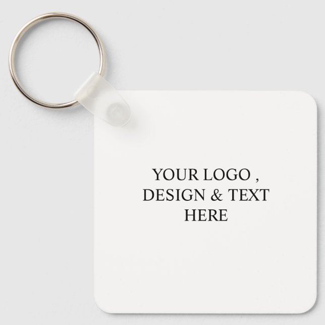 White Personalised – Your Logo & Text Here Key Ring (Front)