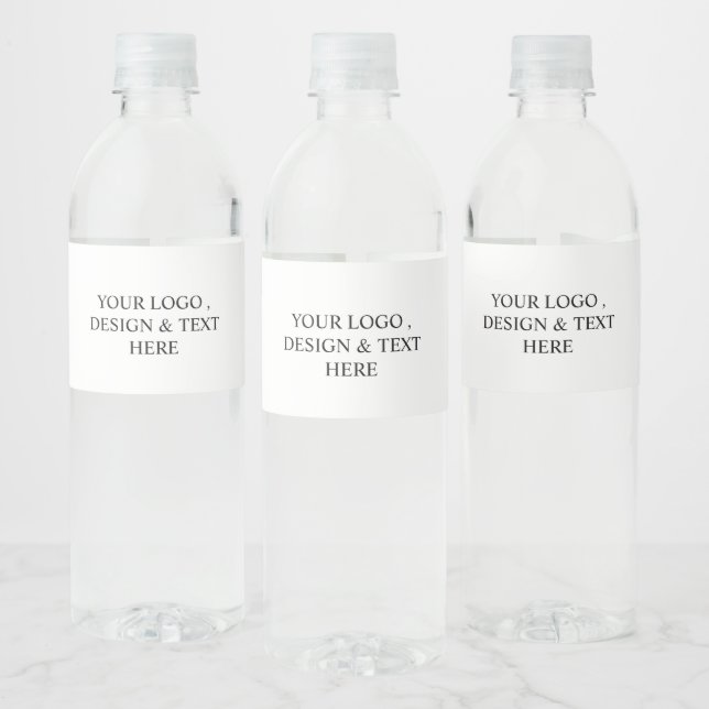White Personalised – Your Logo & Text Here Water Bottle Label (Bottles)