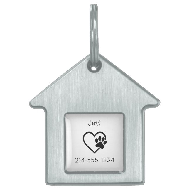 White Personalized Dog ID Tag Name & Phone (Front)