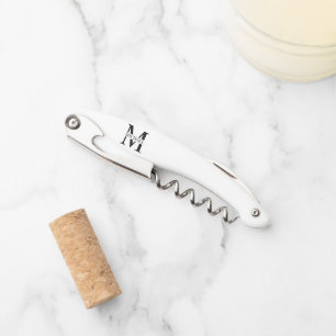 White Personalized Monogram and Name Corkscrew