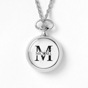 White Personalized Monogram and Name Watch