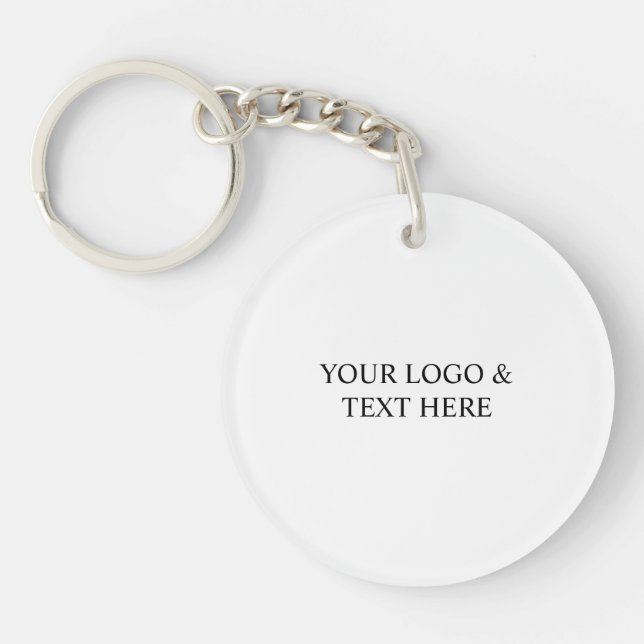 White Personalized – Your Logo & Text Here Key Ring (Front)