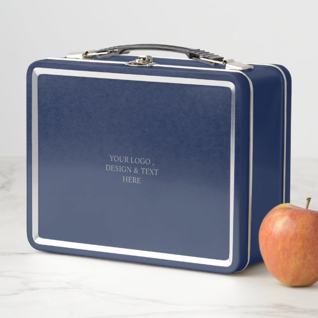 White Personalized – Your Logo & Text Here Metal Lunch Box (In Situ)