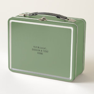 White Personalized – Your Logo & Text Here Metal Lunch Box