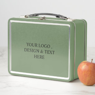 White Personalized – Your Logo & Text Here Metal Lunch Box
