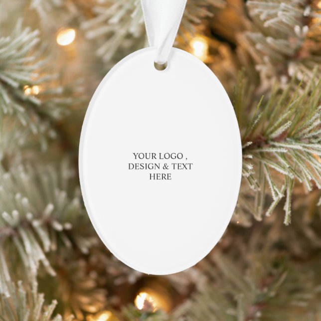 White Personalized – Your Logo & Text Here Ornament (Tree)