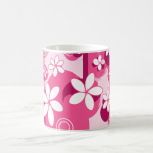 White Petal Flowers with Pink Outlines Coffee Mug