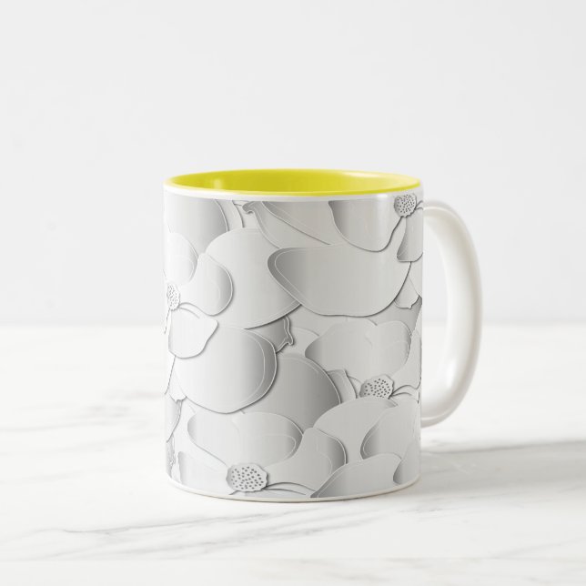 White Petal Relief Mug (Front Right)