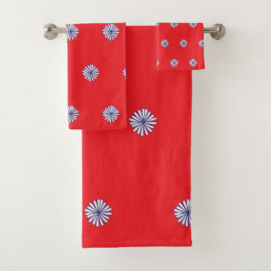 White Petals Red Gift Home Decor Bath Towel Set