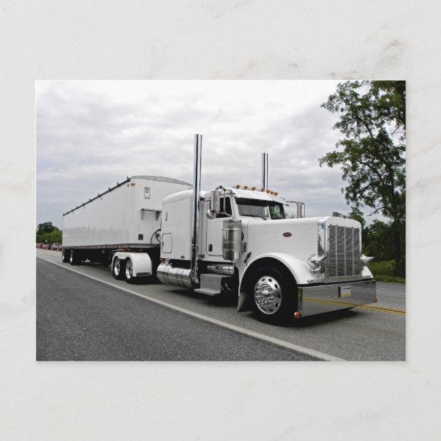 White Peterbilt 379 Postcard (Front)
