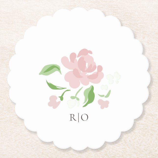White | Petit Blush Floral Paper Coaster (Front)