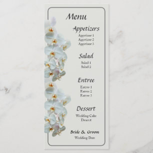 White Phalaenopsis Orchids Wedding Menu