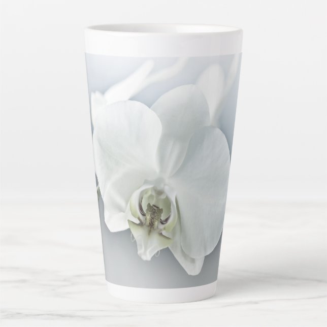 White Phaleonopsis Orchid Latte Mug (Front)