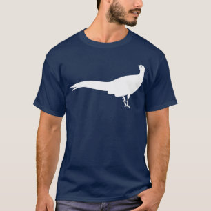 White Pheasant Bird Silhouette Graphic T-Shirt