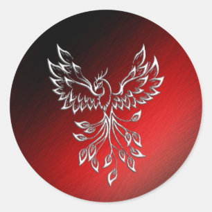 White Phoenix Rises Red n Black Ashes Classic Round Sticker