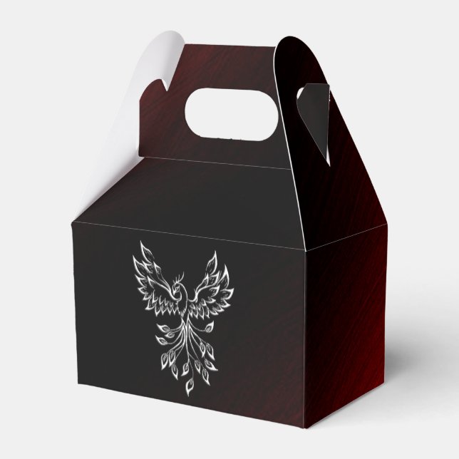White Phoenix Rises Red n Black Ashes Favour Box (Front Side)