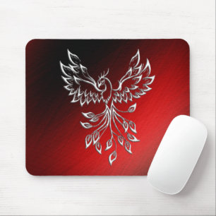White Phoenix Rises Red n Black Ashes Mouse Pad
