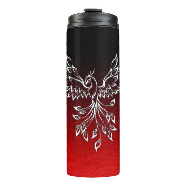 White Phoenix Rises Red n Black Ashes Thermal Tumbler (Front)