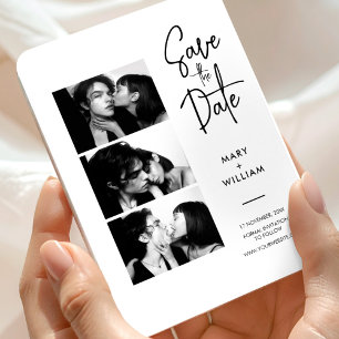 White photo booth elegant minimalist save the date magnet