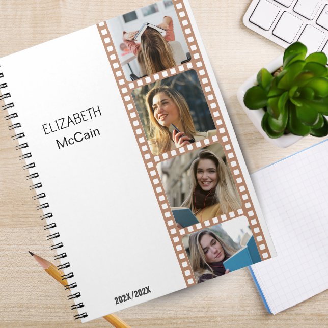 White | Photo Booth Personalised Science Notebook (White  Photo Booth - Trendy Modern Personalized Science Spiral Notebook!)