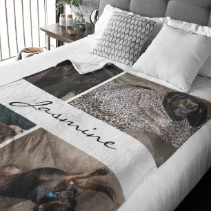 White Photo Collage Fleece Dog Blanket