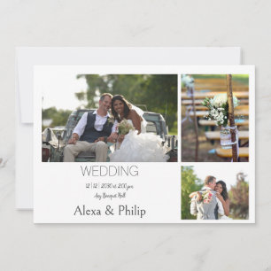 White Photo Collage Wedding invitation