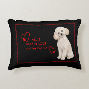 White Photorealistic Poodle Lover Pillow