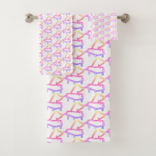 White Piano Embellished Bath Towel Set