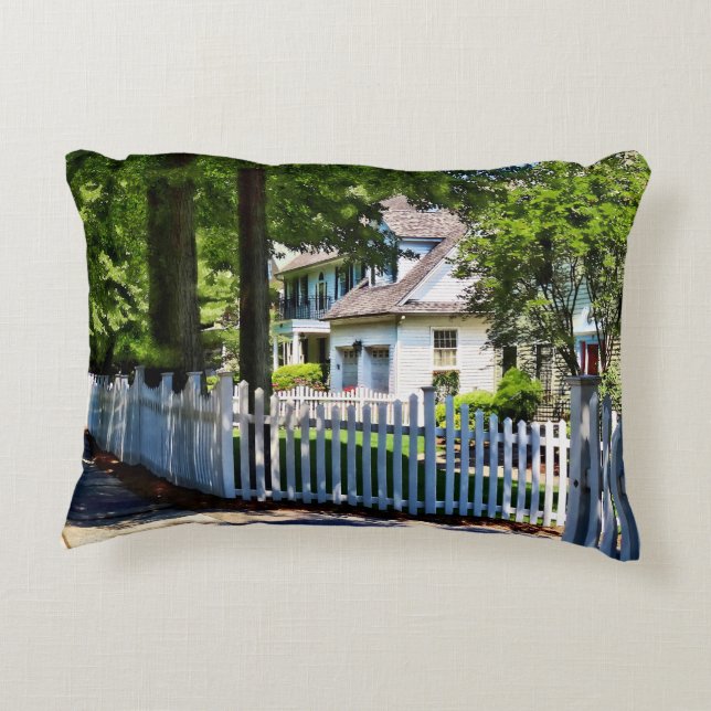White Picket Fence Decorative Cushion (Back)