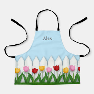 White Picket Fence Flower Garden Personalised Kids Apron